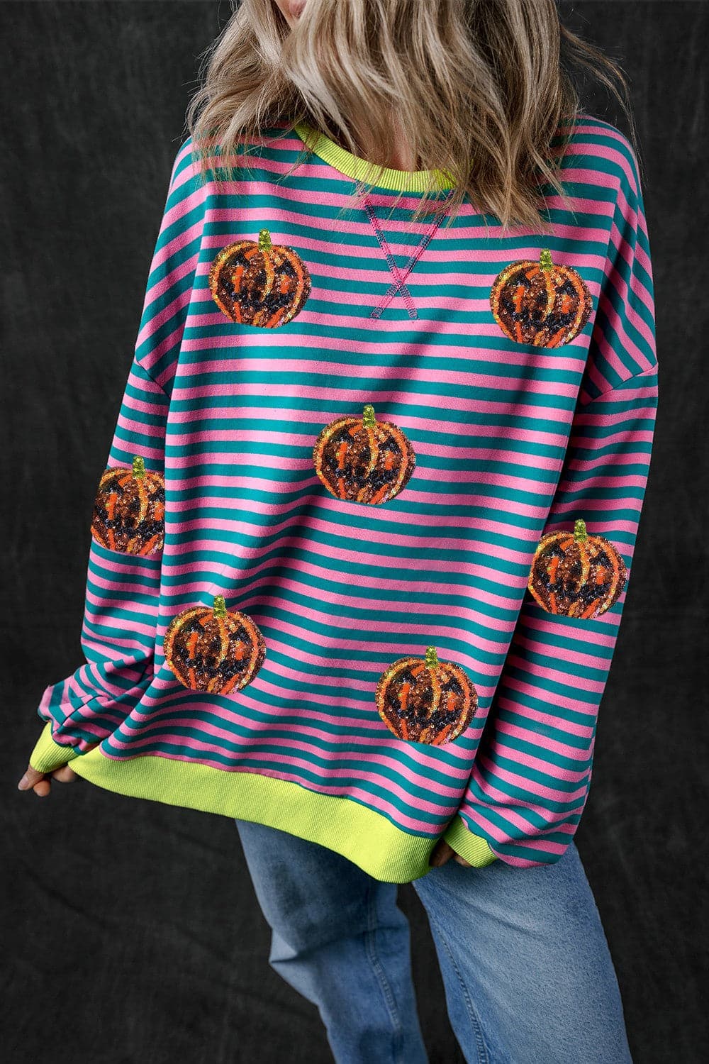 Pumpkin Striped Round Neck Long Sleeve SweatshirtFeatures: Sequin
Sheer: Opaque
Stretch: Slightly stretchy
Material composition: 95% cotton, 5% elastane
Care instructions: Machine wash cold. Tumble dry low.
ImporteLove Salve Pumpkin Striped Round Neck Long Sleeve SweatshirtSweatshirts & Hoodies