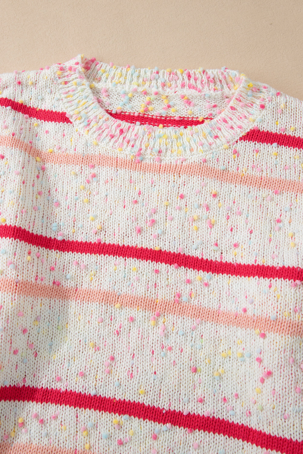 Pink Stripe Drop Shoulder Side Split Plus Size Sweater