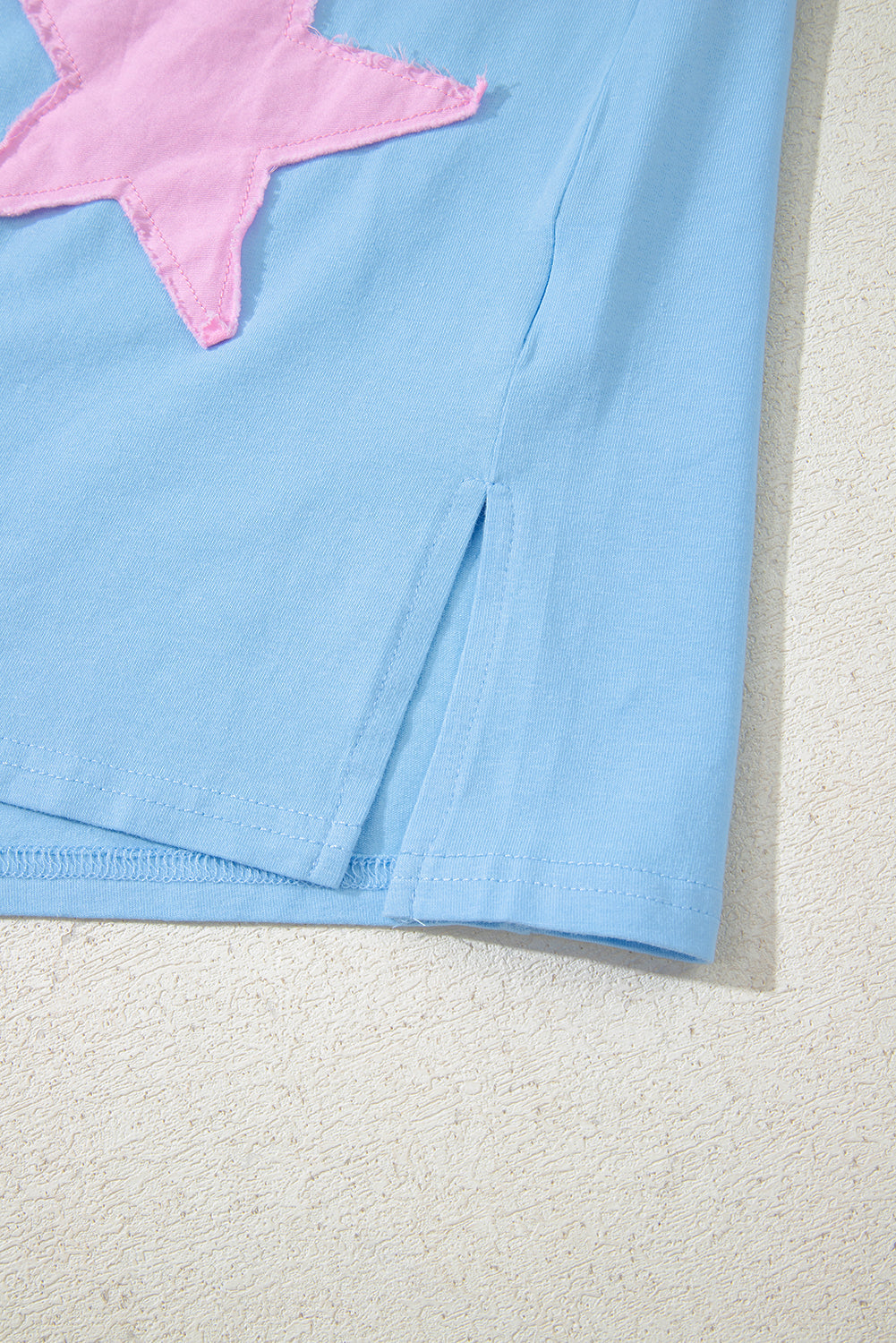 Myosotis Frayed Denim Star Patched Oversize T Shirt Love Salve