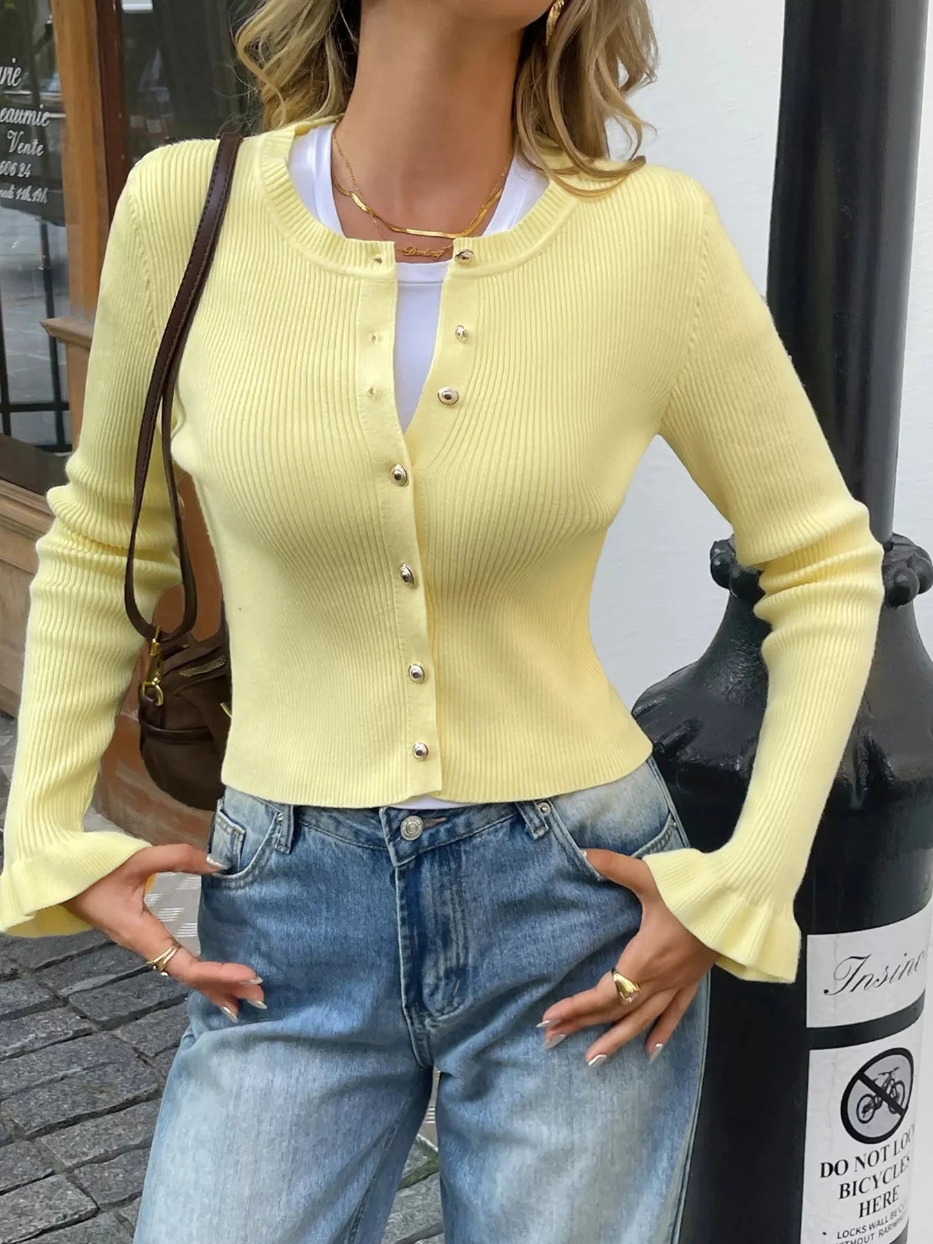 Ribbed Knit Button Down Cardigan With Buttoned Front Simply Love