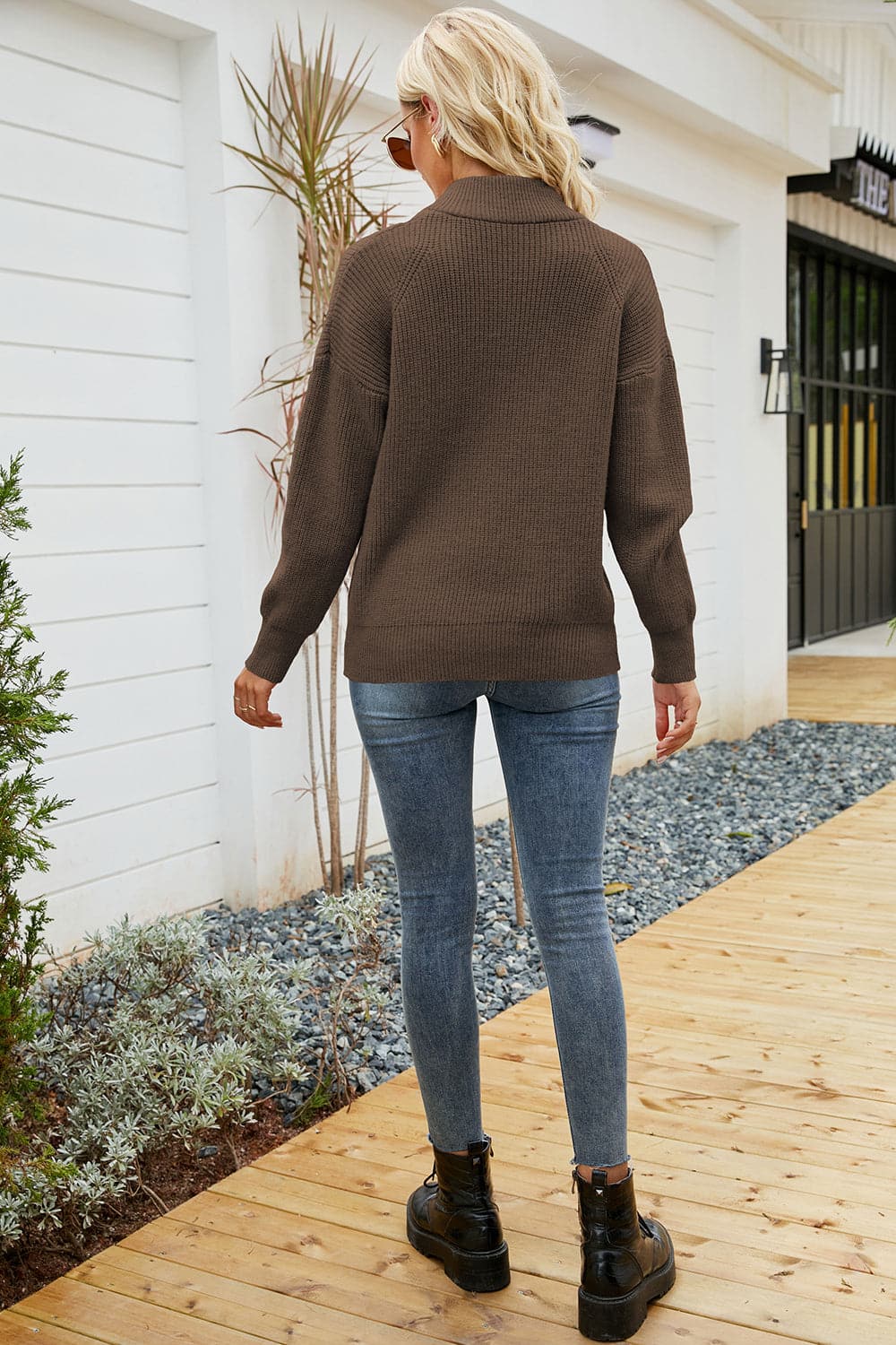 Quarter-Zip Collared Neck Sweater.