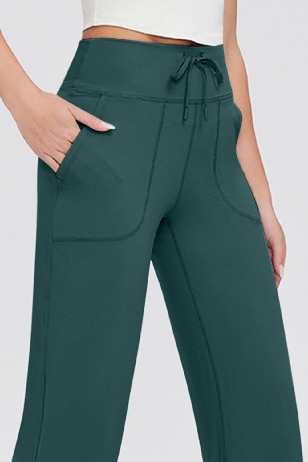 Essential Comfort Drawstring High Waist Pants with Pockets