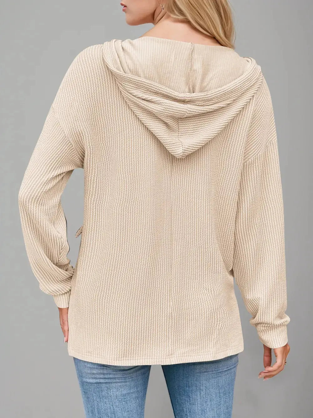 Double Take Drawstring Dropped Shoulder Long Sleeve Hoodie - Love Salve