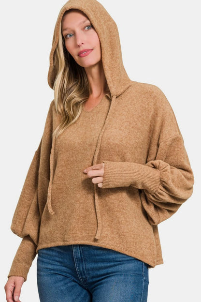 Zenana cropped drop shoulder hoodie