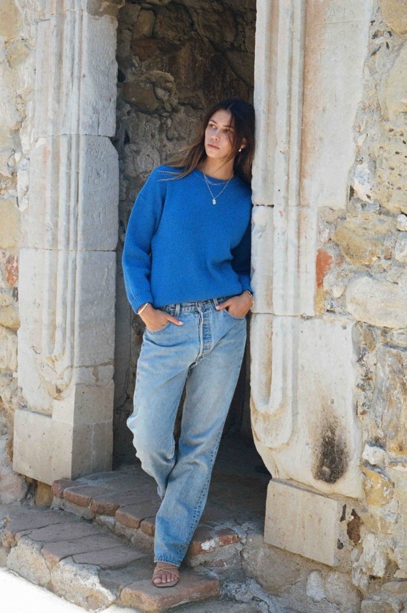 Charles Sweater - Commodore Blue Cozy Soft Fit Sweater - Love Salve 