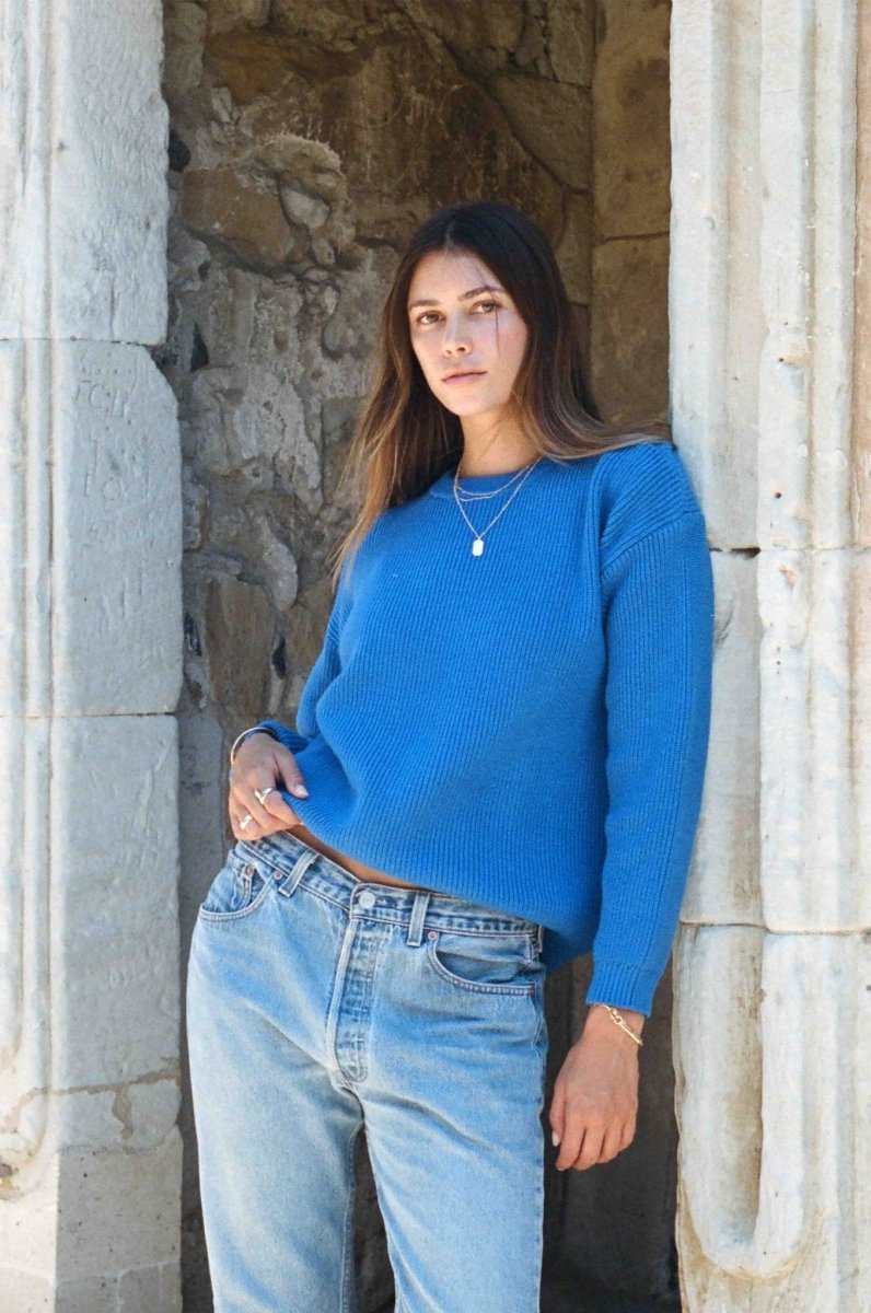 Charles Sweater - Commodore Blue Cozy Soft Fit Sweater - Love Salve 