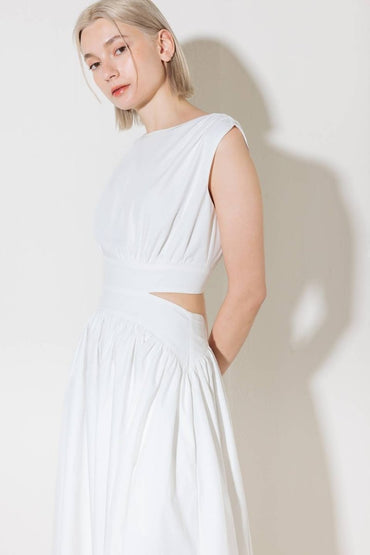 CHASING PEACE IN WHITE WOVEN MIDI DRESS - Love Salve