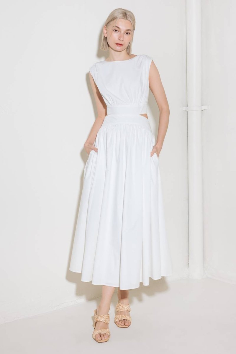 CHASING PEACE IN WHITE WOVEN MIDI DRESS - Love Salve