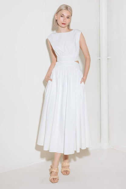 CHASING PEACE IN WHITE WOVEN MIDI DRESS - Love Salve