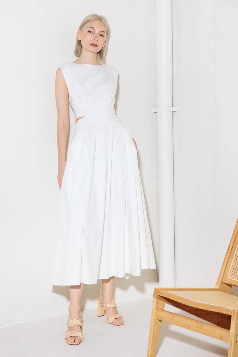 CHASING PEACE IN WHITE WOVEN MIDI DRESS - Love Salve