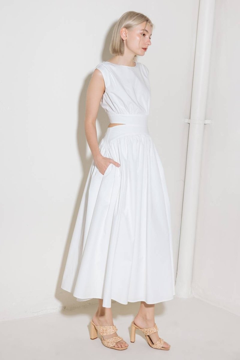 CHASING PEACE IN WHITE WOVEN MIDI DRESS - Love Salve