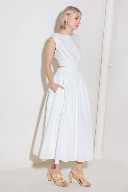 CHASING PEACE IN WHITE WOVEN MIDI DRESS - Love Salve