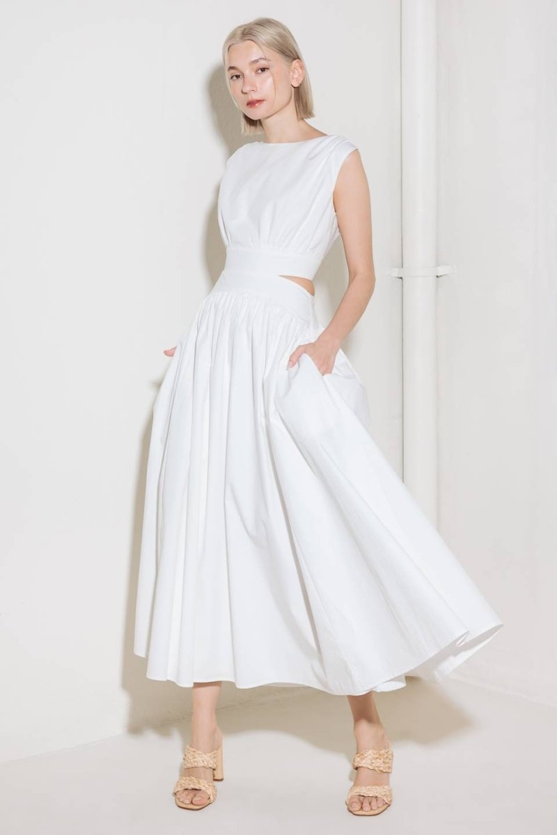 CHASING PEACE IN WHITE WOVEN MIDI DRESS - Love Salve