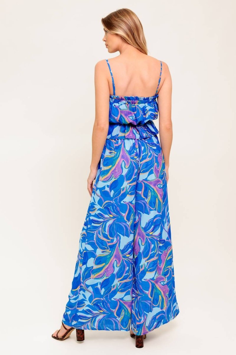 CHERISHED KISS BLUE WOVEN TOP AND PANTS SET - Love Salve 