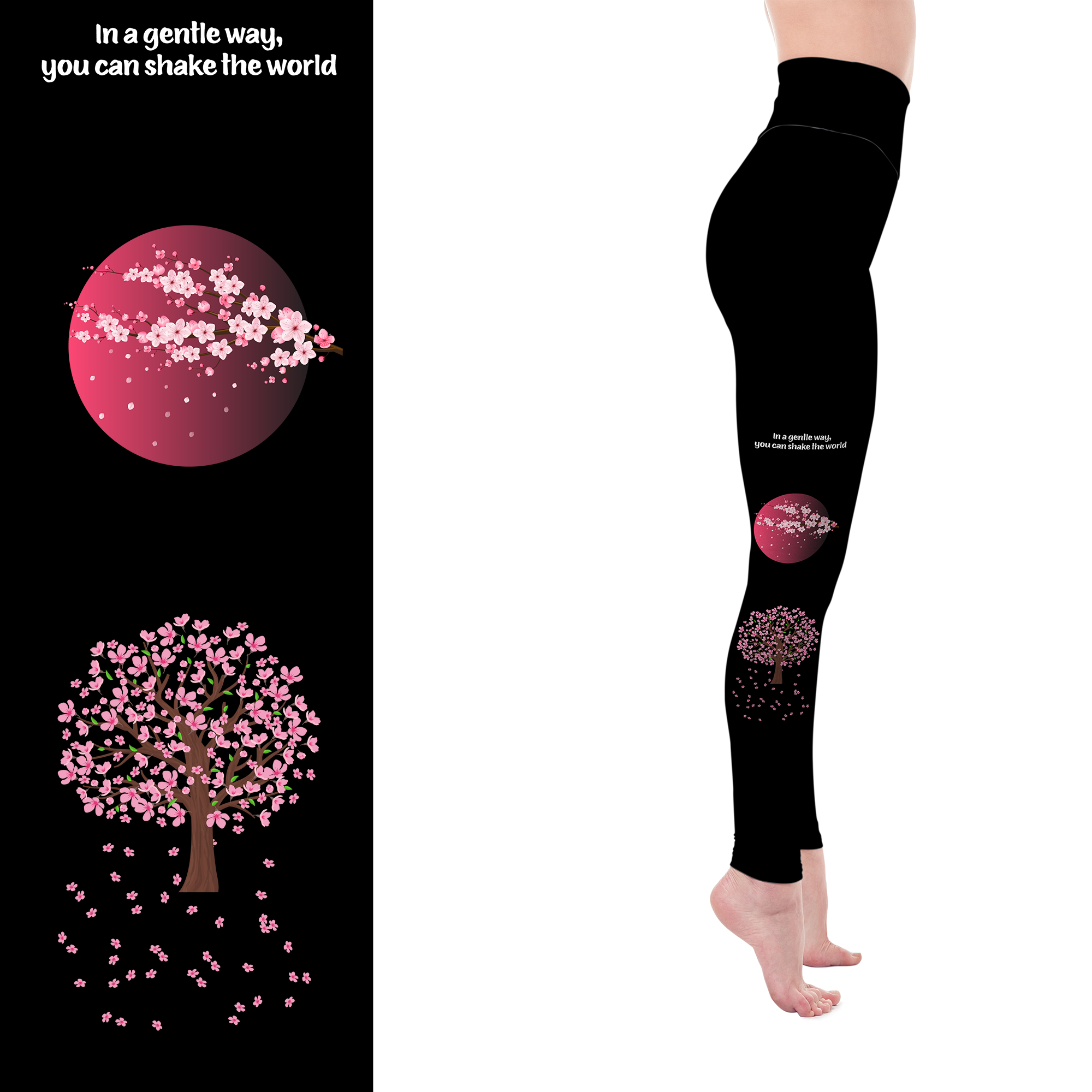 Cherry Blossom Rainbow Rose Leggings With Butterfly Design MM