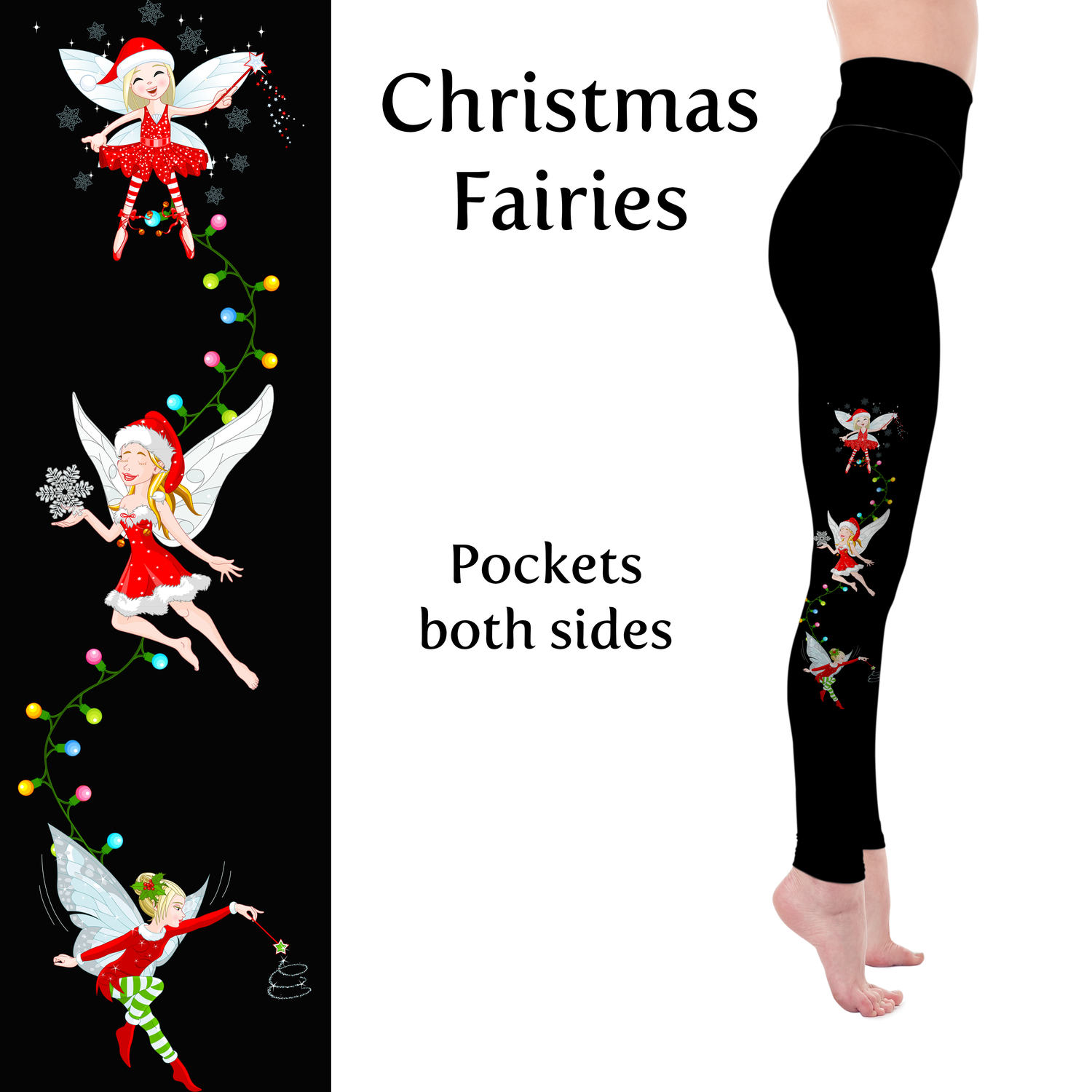 Christmas Fairies Handmade Leggings with Pockets MM