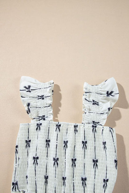 Chic Black Bow Print Tiered Maxi Dress with Ruffled Straps - Love Salve 