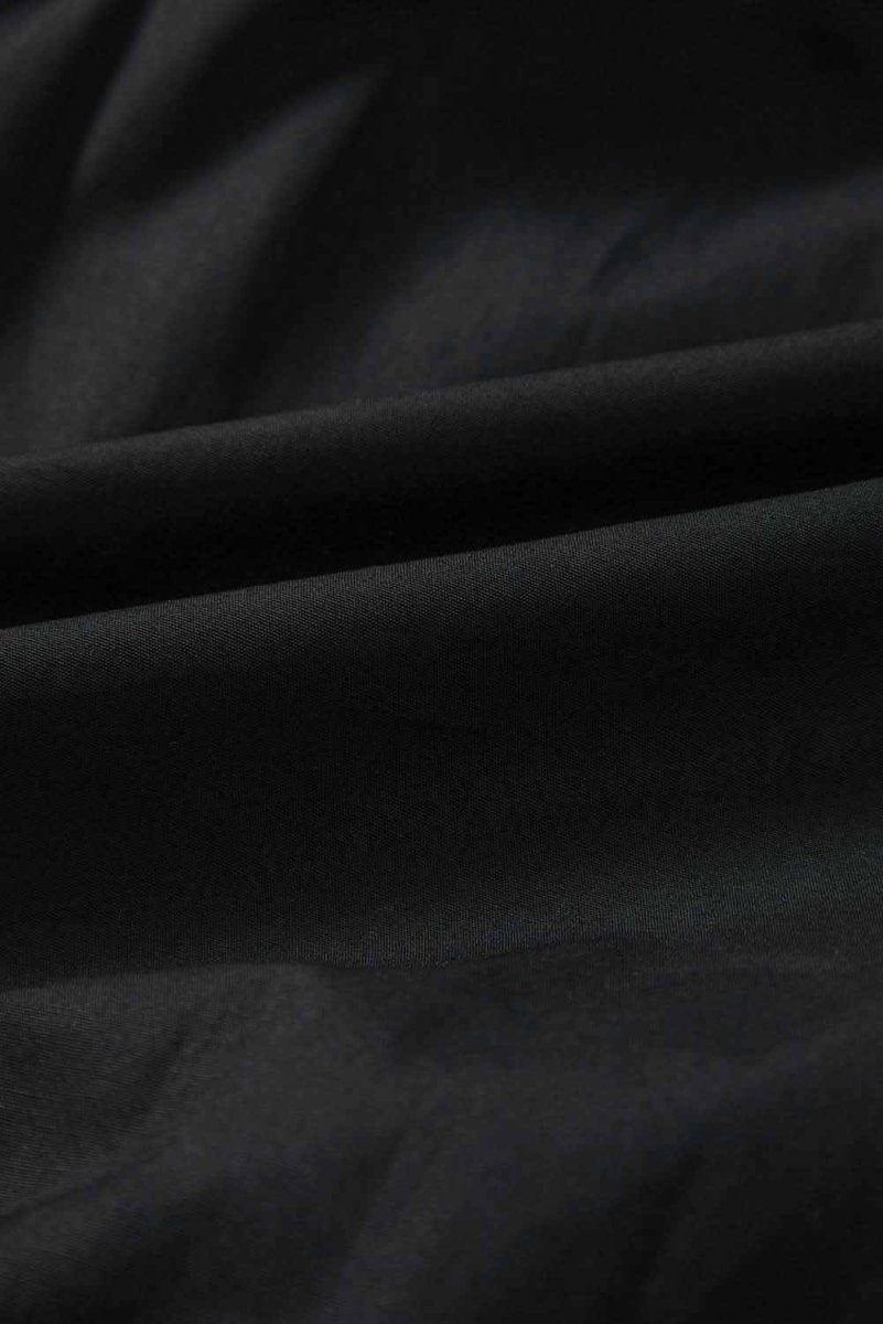 Chic Black Puff Sleeve Ruffle Hem Button Down Dress - Love Salve 
