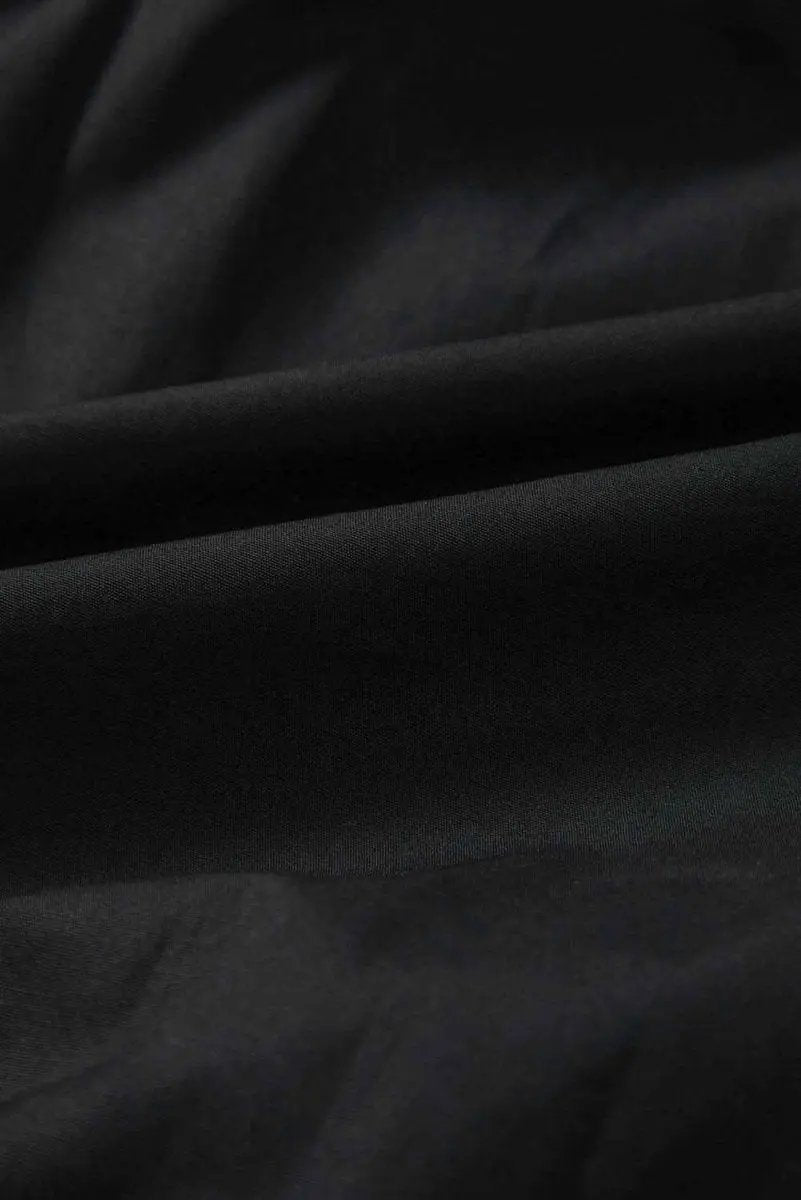 Chic Black Puff Sleeve Ruffle Hem Button Down Dress - Love Salve 