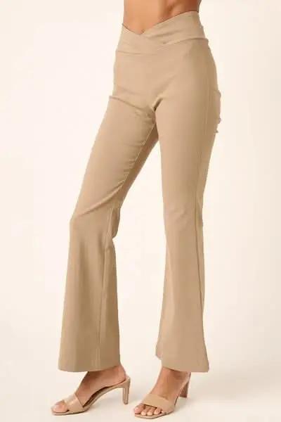 Chic Flare Pants with Surplice V-Waist Design - Love Salve 