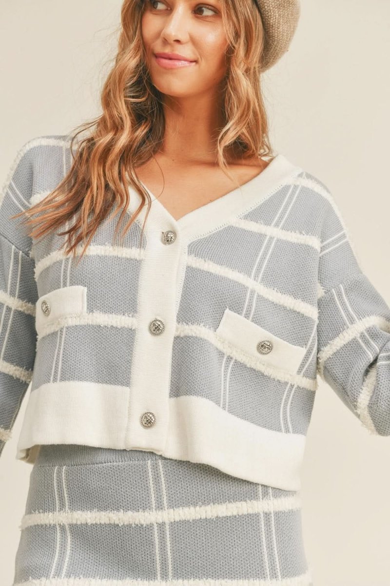Chic Plaid Cardigan and Mini Skirt Ensemble - Love Salve 