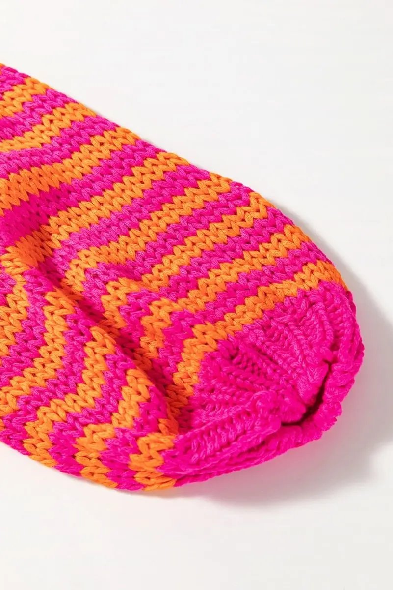 Chic Rose Striped 3/4 Puff Sleeve Drop Shoulder Knit Sweater - Love Salve 