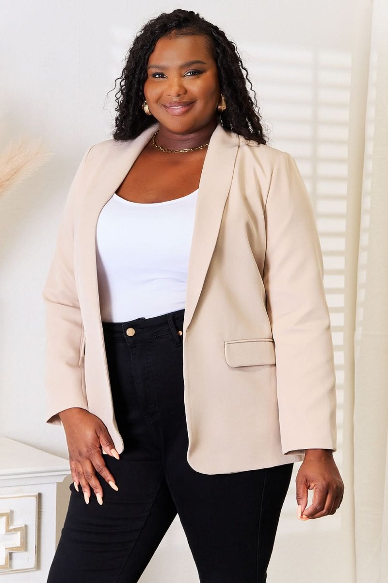 Chic Shawl Collar Long Sleeve Blazer for Professional Elegance - Love Salve