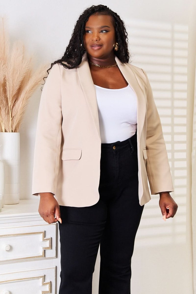 Chic Shawl Collar Long Sleeve Blazer for Professional Elegance - Love Salve