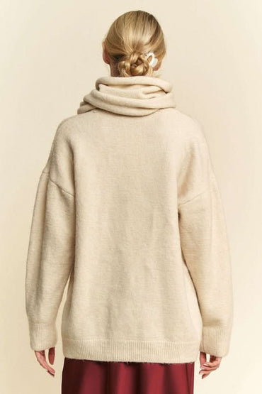 Chic V-Neck Sweater Set with Cozy Scarf by Davi & Dani - Love Salve 
