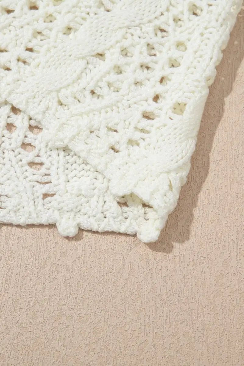 Chic White Knit Hooded Beach Cover-Up for Trendy Summer Style - Love Salve 