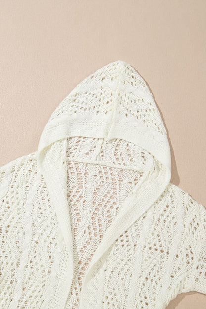Chic White Knit Hooded Beach Cover - Up for Trendy Summer Style - Love Salve