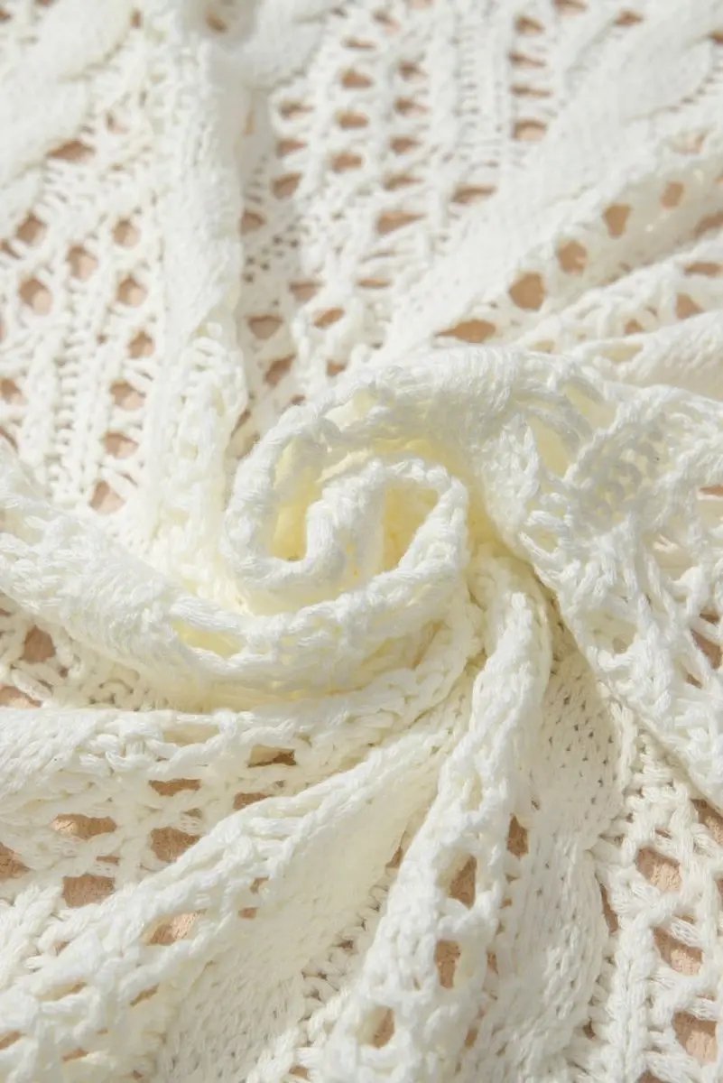Chic White Knit Hooded Beach Cover-Up for Trendy Summer Style - Love Salve 
