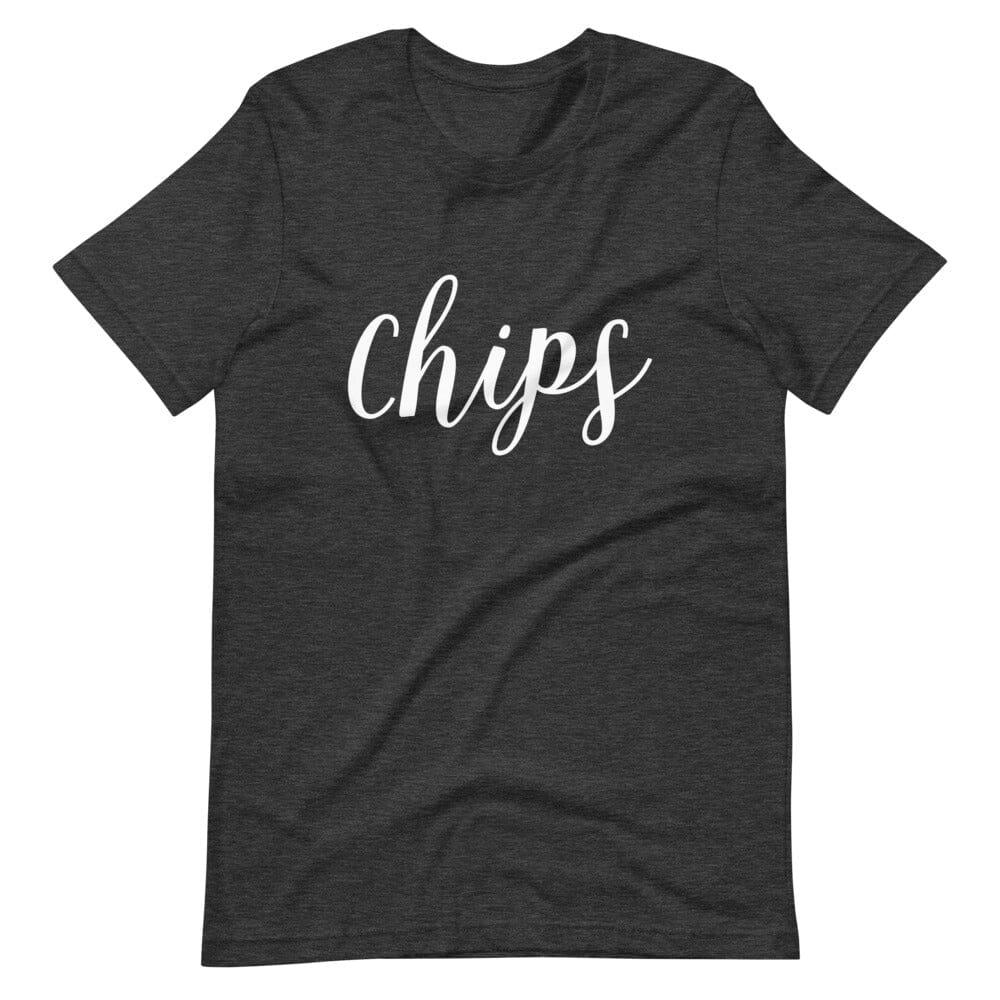 Back view of an Adorb.co Chips - Salsa V2 Couples Tee, displaying the clean finish and quality construction of this graphic t
