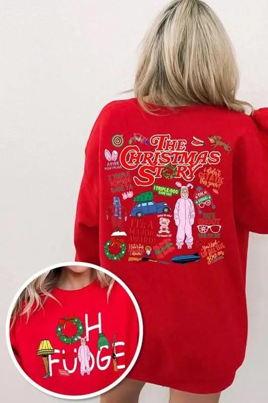 Christmas Movie Story Graphic Fleece Sweatshirts - Love Salve 