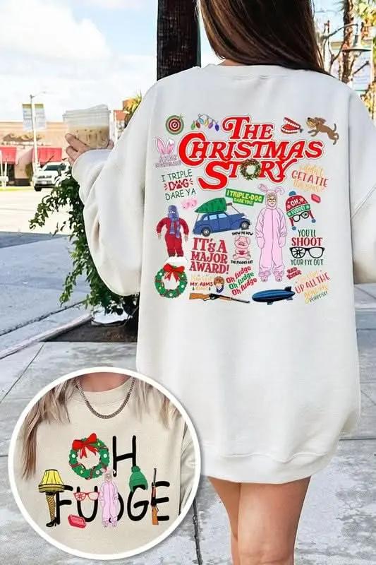 Christmas Movie Story Graphic Fleece Sweatshirts - Love Salve 