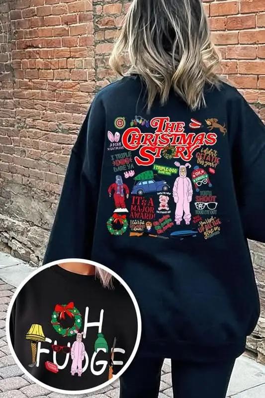 Christmas Movie Story Graphic Fleece Sweatshirts - Love Salve 