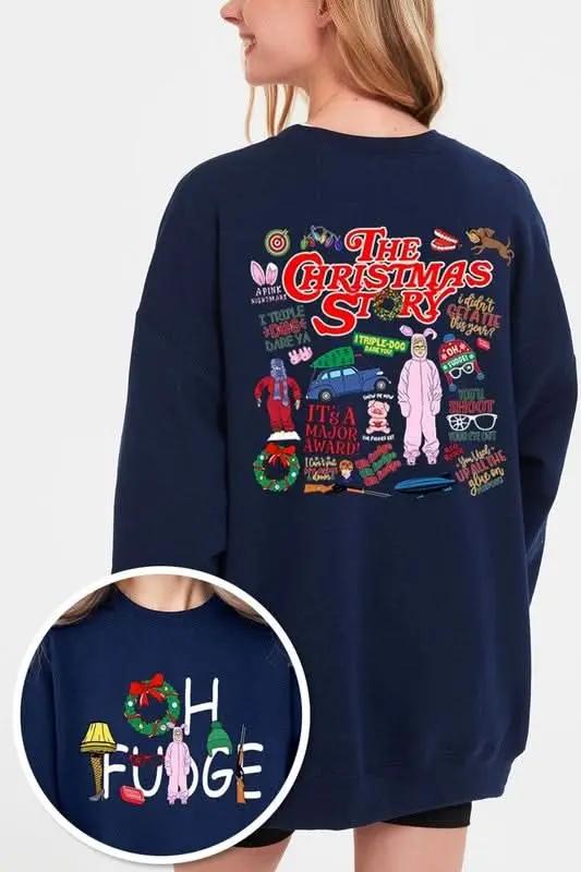 Christmas Movie Story Graphic Fleece Sweatshirts - Love Salve 