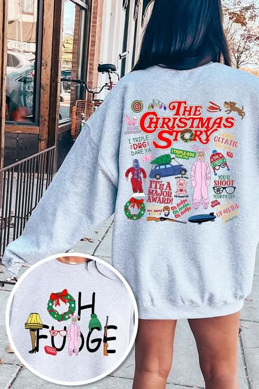 Christmas Movie Story Graphic Fleece Sweatshirts - Love Salve 
