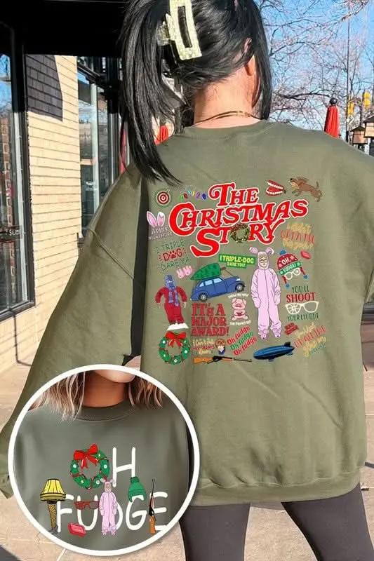Christmas Movie Story Graphic Fleece Sweatshirts - Love Salve 