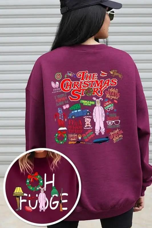 Christmas Movie Story Graphic Fleece Sweatshirts - Love Salve 
