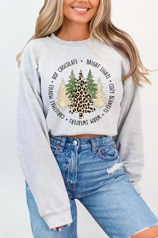Christmas Trees Graphic Fleece Sweatshirts - Love Salve 