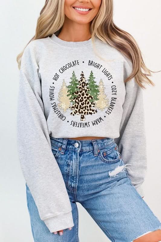Christmas Trees Graphic Fleece Sweatshirts - Love Salve 