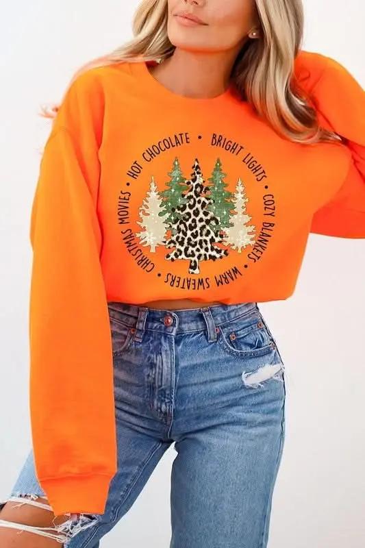 Christmas Trees Graphic Fleece Sweatshirts - Love Salve 