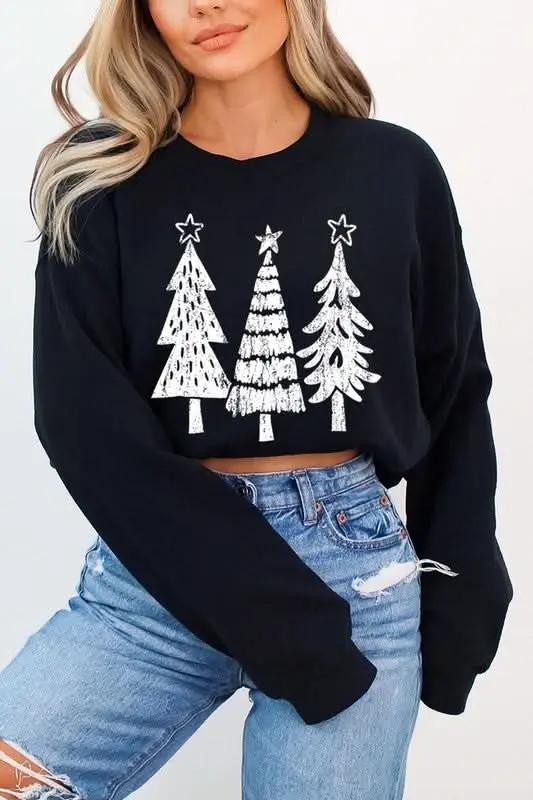 Christmas Trees Graphic Fleece Sweatshirts - Love Salve 