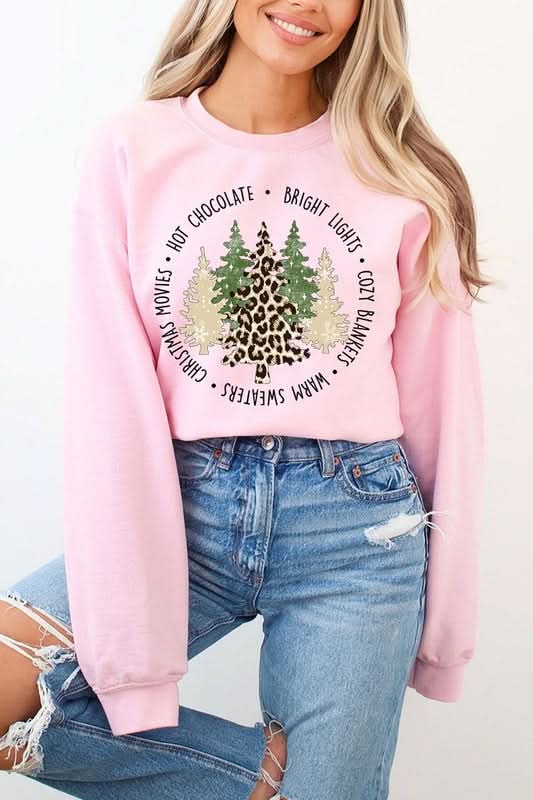 Christmas Trees Graphic Fleece Sweatshirts - Love Salve 