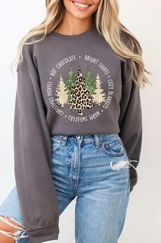 Christmas Trees Graphic Fleece Sweatshirts - Love Salve 