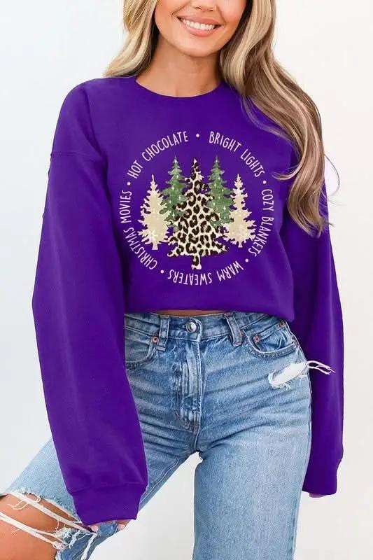 Christmas Trees Graphic Fleece Sweatshirts - Love Salve 
