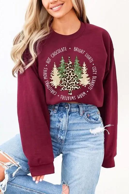 Christmas Trees Graphic Fleece Sweatshirts - Love Salve 