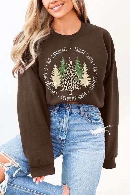 Christmas Trees Graphic Fleece Sweatshirts - Love Salve 