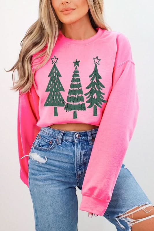 Christmas Trees Graphic Fleece Sweatshirts - Love Salve 